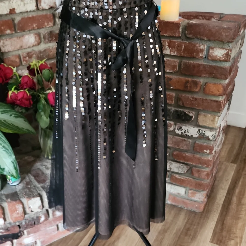 BCBGMaxAzria Strapless Black Sequin Dress Whimsigoth Y2K Indie Sleaze - Picture 3 of 12